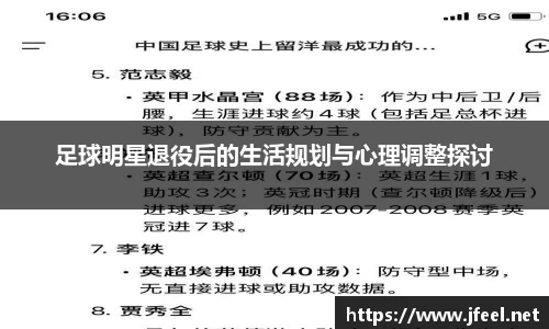 足球明星退役后的生活规划与心理调整探讨
